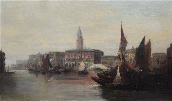 Karl Kaufmann (German, 1843-1901) Shipping before The Doges Palace, Venice, 20 x 32in.